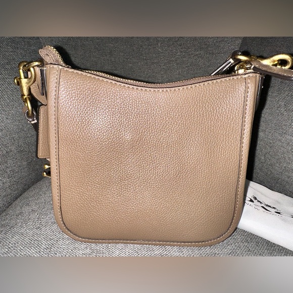 Coach Chaise Brass/Dark Stone Polished Pebble Leather Crossbody - Picture 5 of 10